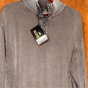 RedHead Sweater Mens Large 4 Button Mock Neck Brown NEW